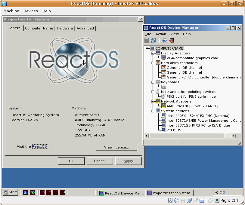 ReactOS [Running] - innotek VirtualBox